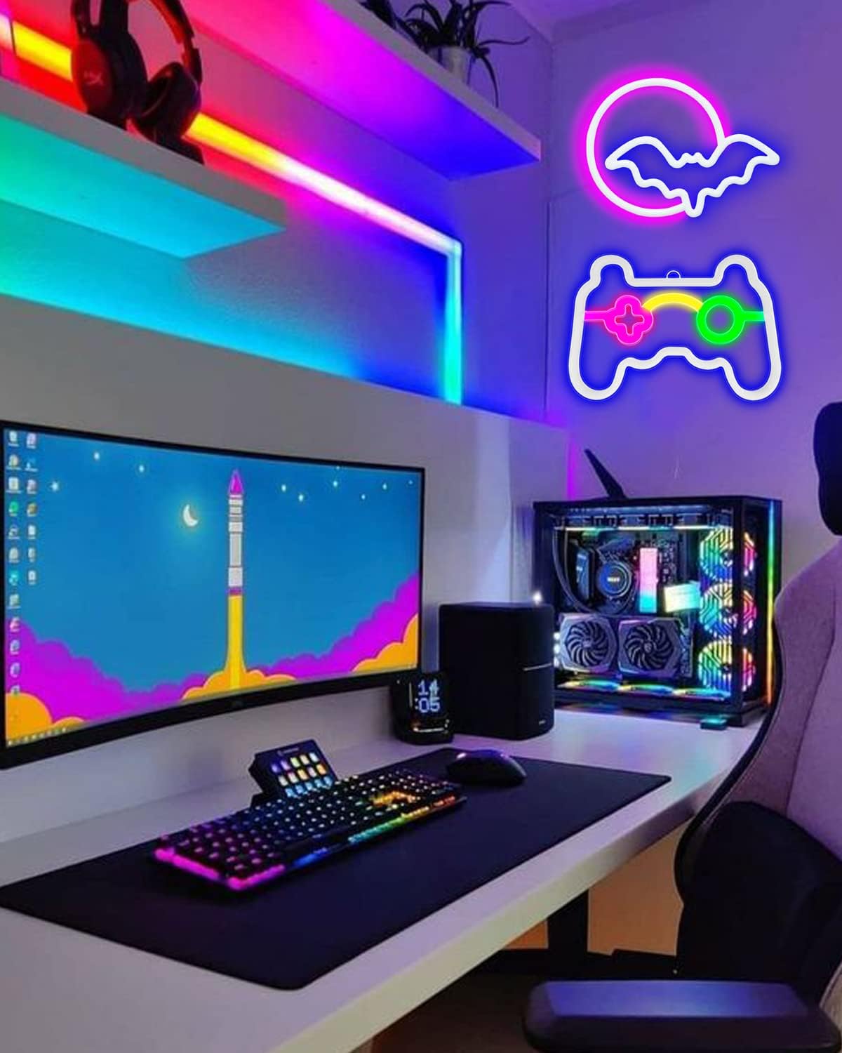 Neon Sign, Gamepad Shape Led Neon Light Wall Gaming Room Decoration, Neon Light Sign Gamer Gift for Teen Boys Game Decor Bedroom, Gamer Console Neon Lights for Children Game Room Interior Decoration