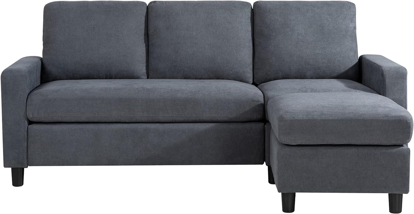 Convertible Sectional Sofa Couch, Modern Linen Fabric L-Shaped , 3-Seat Sofa Sectional with Reversible Chaise for Living Room, Apartment and Small Space