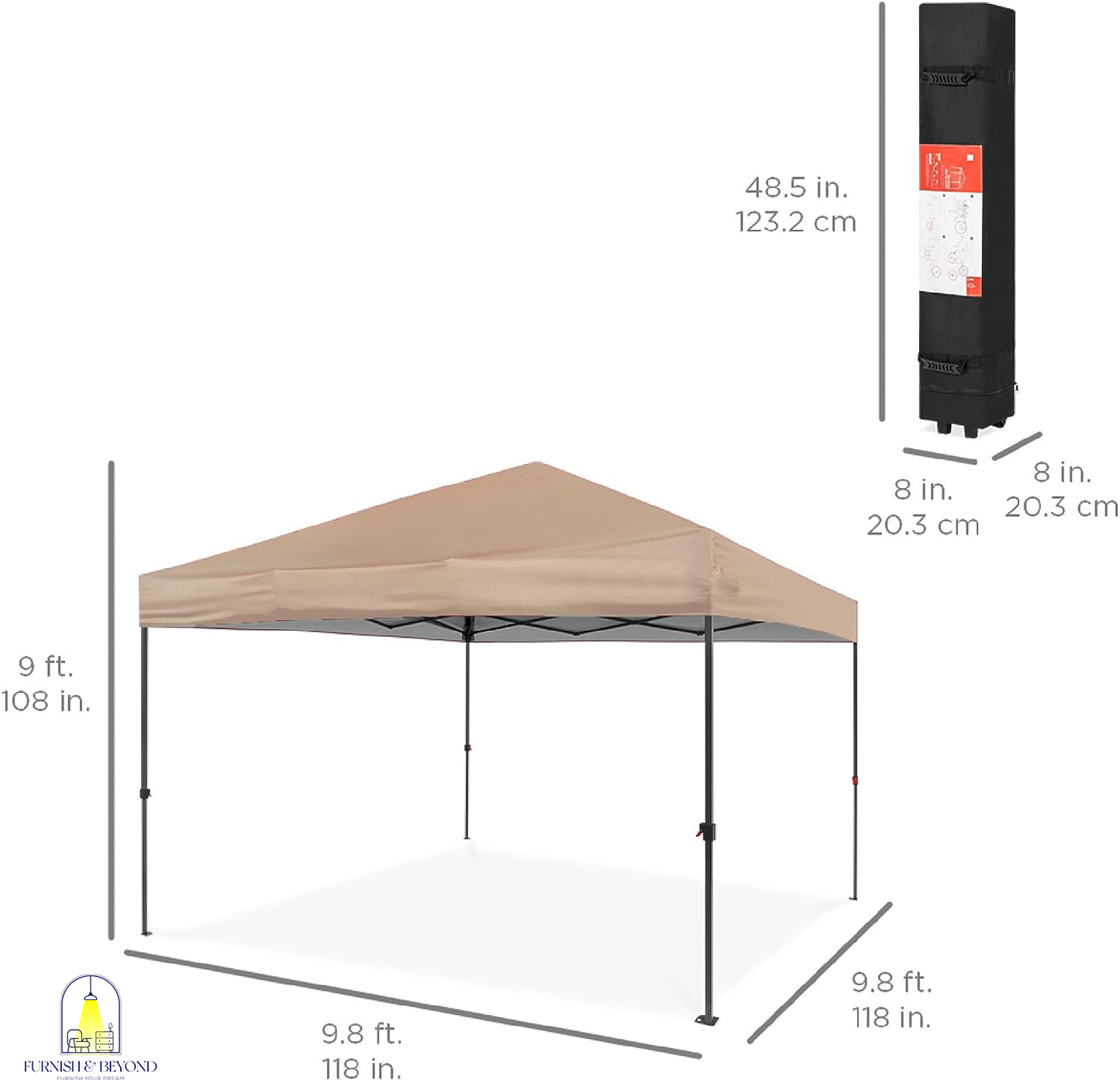 10x10ft 1-Person Setup Pop Up Canopy Tent Instant Portable Shelter w/ 1-Button Push, Straight Legs, Wheeled Carry Case, Stakes