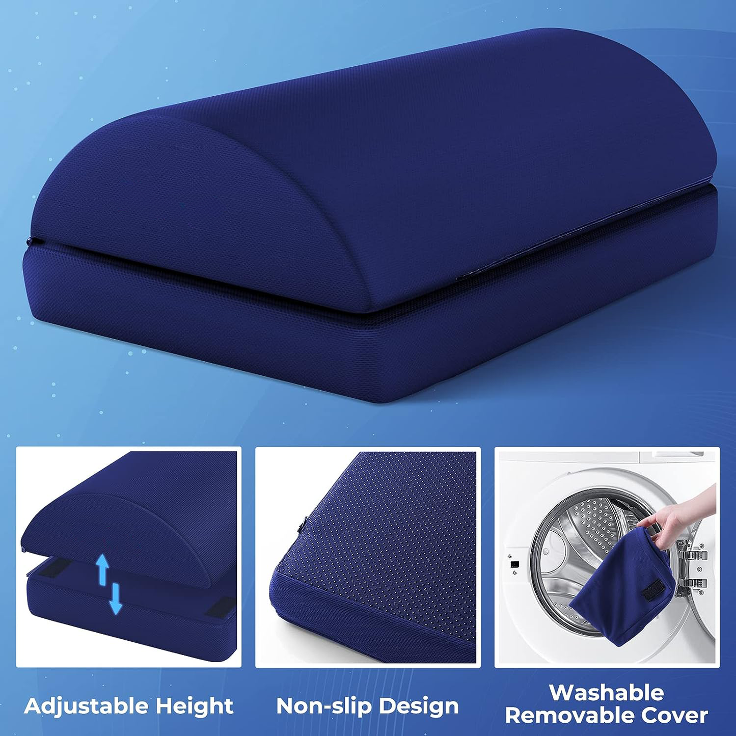 Footrest with 2 Adjustable Heights for Car,Home and Office to Relieve Back,Lumbar,Knee Pain