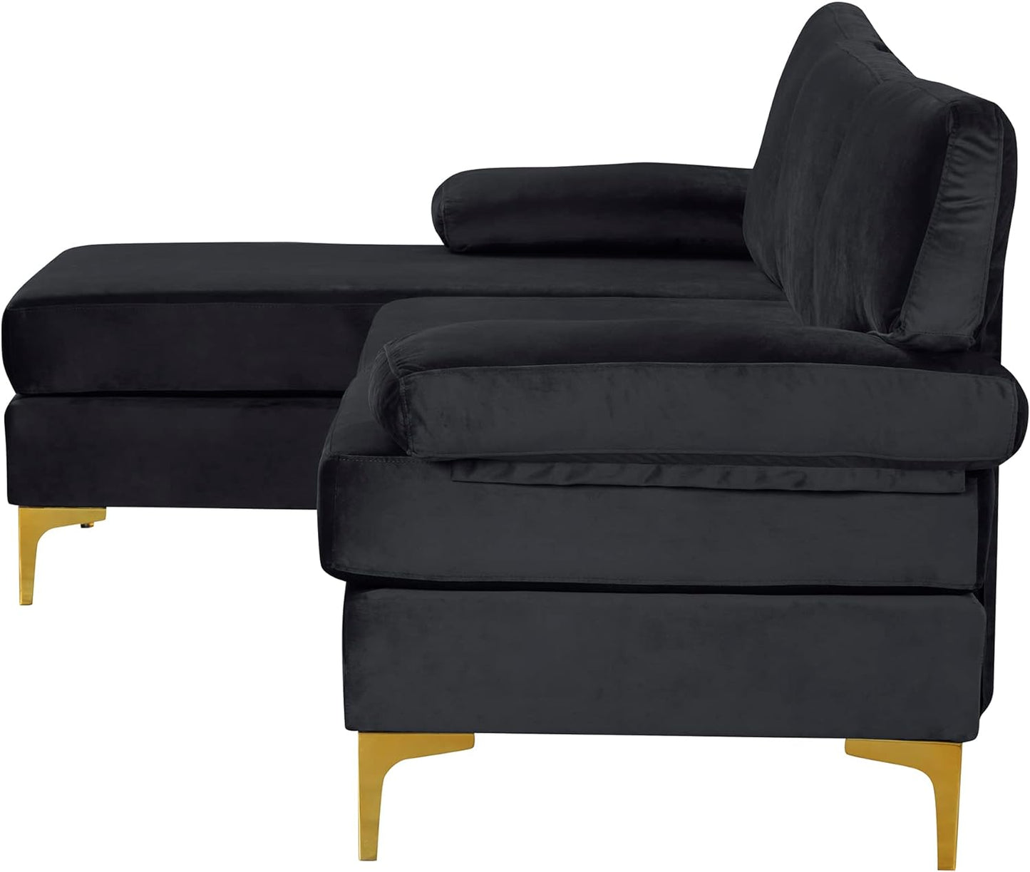 Furniture Modern Large Velvet Fabric Sectional Sofa, L-Shape Couch with Extra Wide Chaise Lounge