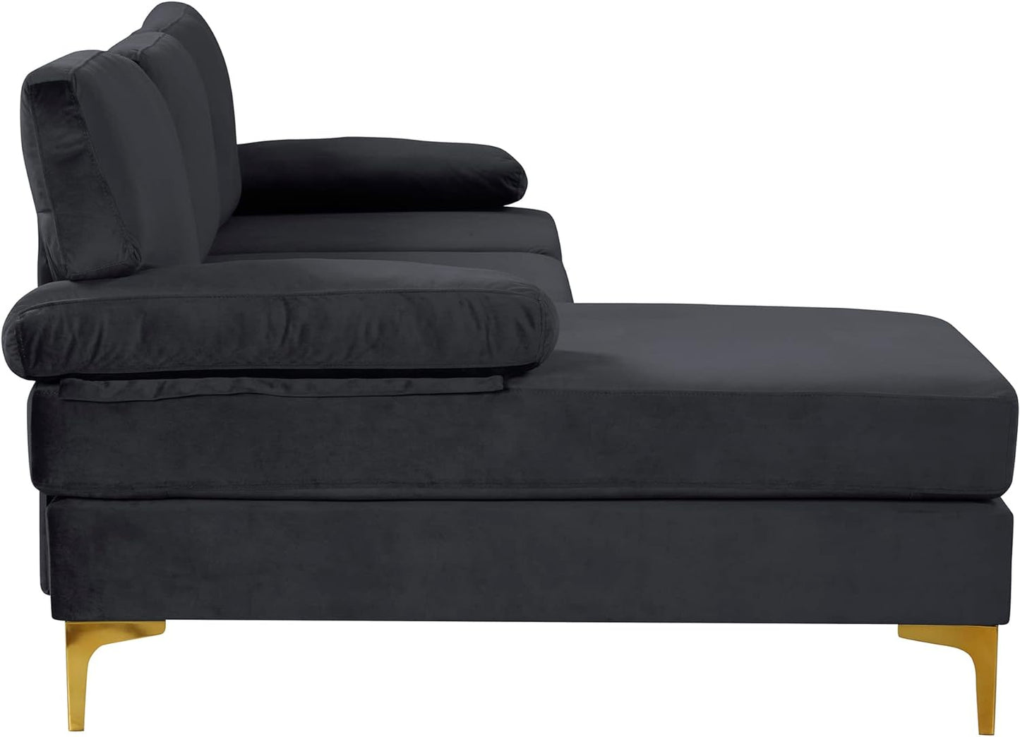 Furniture Modern Large Velvet Fabric Sectional Sofa, L-Shape Couch with Extra Wide Chaise Lounge