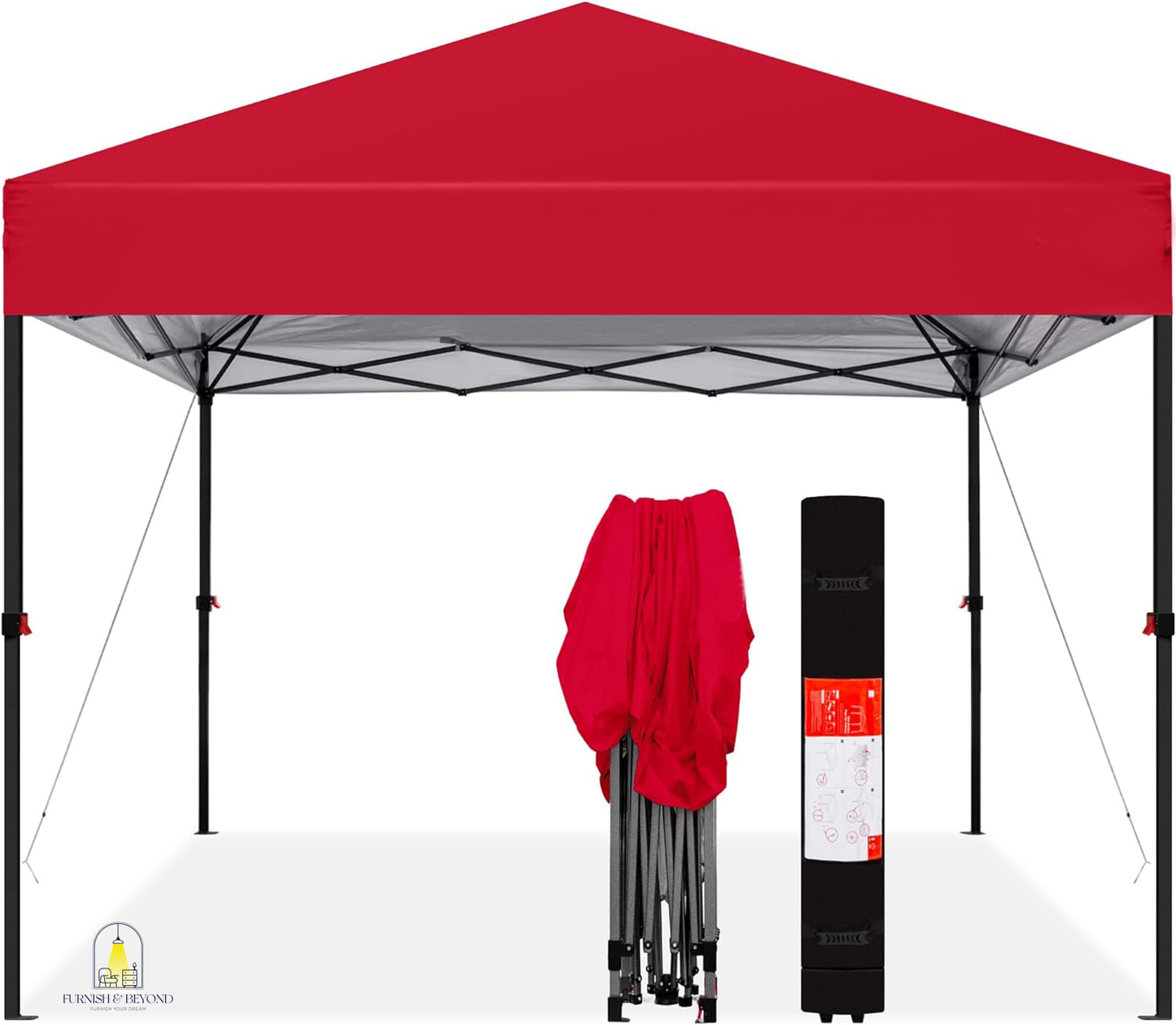 10x10ft 1-Person Setup Pop Up Canopy Tent Instant Portable Shelter w/ 1-Button Push, Straight Legs, Wheeled Carry Case, Stakes