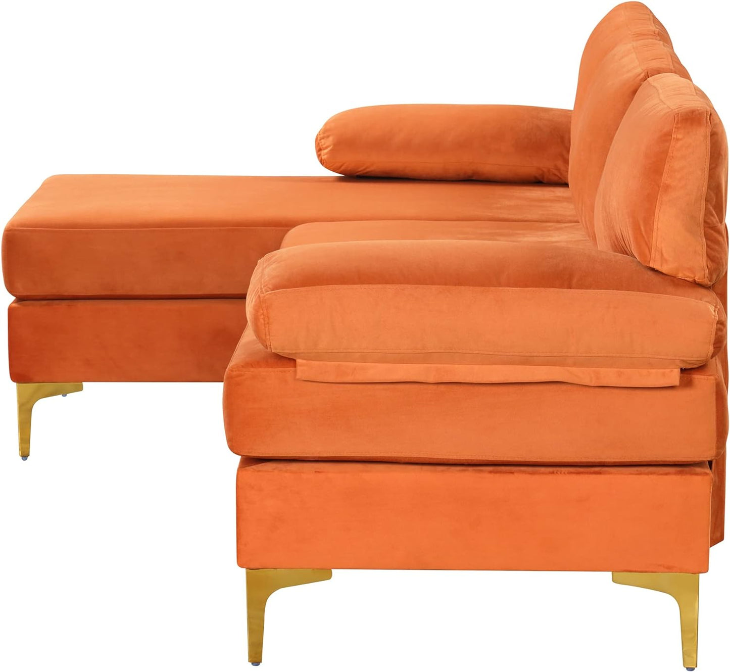 Furniture Modern Large Velvet Fabric Sectional Sofa, L-Shape Couch with Extra Wide Chaise Lounge