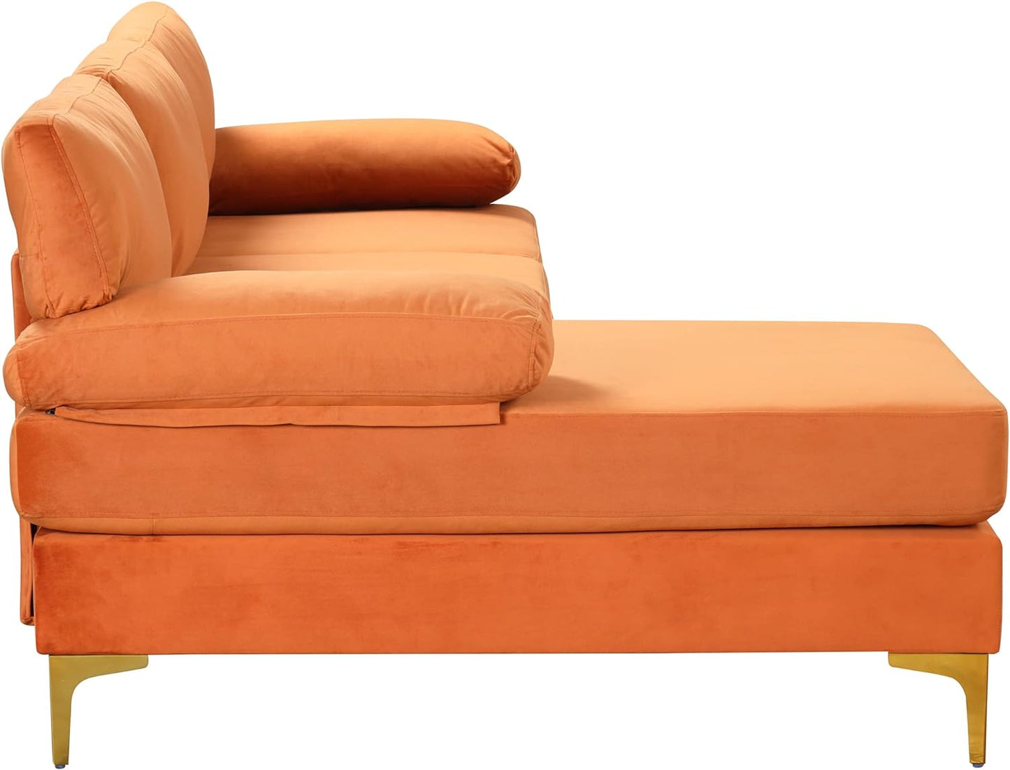 Furniture Modern Large Velvet Fabric Sectional Sofa, L-Shape Couch with Extra Wide Chaise Lounge