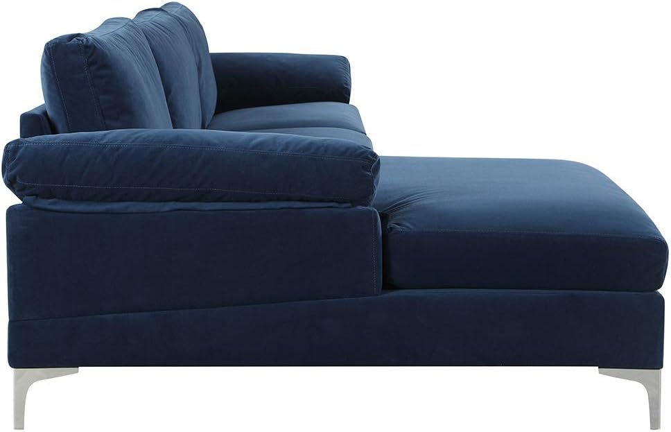 Furniture Modern Large Velvet Fabric Sectional Sofa, L-Shape Couch with Extra Wide Chaise Lounge