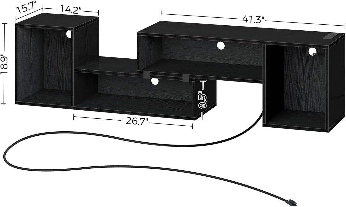TV Stand, Deformable Stand with LED Strip & Power Outlets, Modern for 45/50/55/60/65/70 inch TVs, Gaming Entertainment Center Media 2 Pieces Console Cabinet