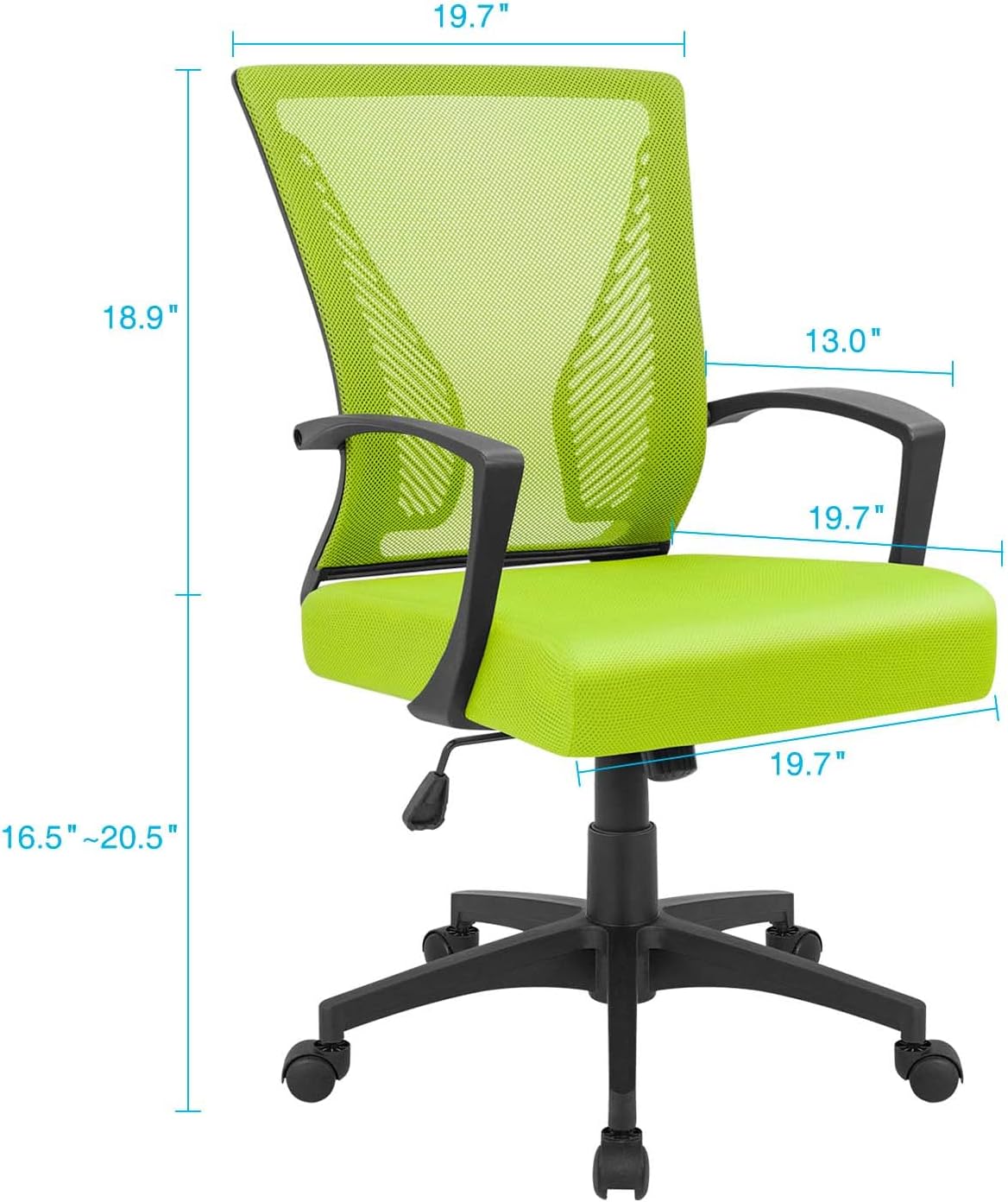 Office Chair Mid Back Swivel Lumbar Support Desk Chair, Computer Ergonomic Mesh Chair with Armrest