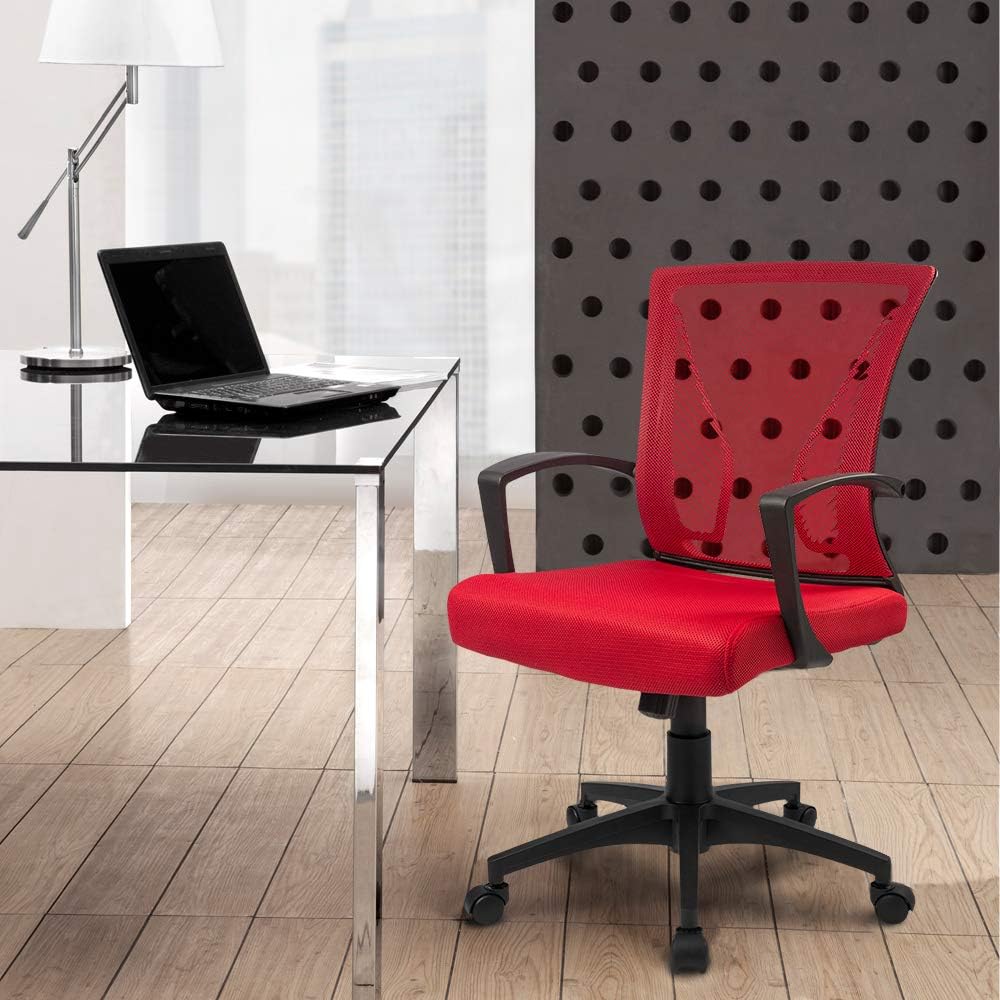 Office Chair Mid Back Swivel Lumbar Support Desk Chair, Computer Ergonomic Mesh Chair with Armrest