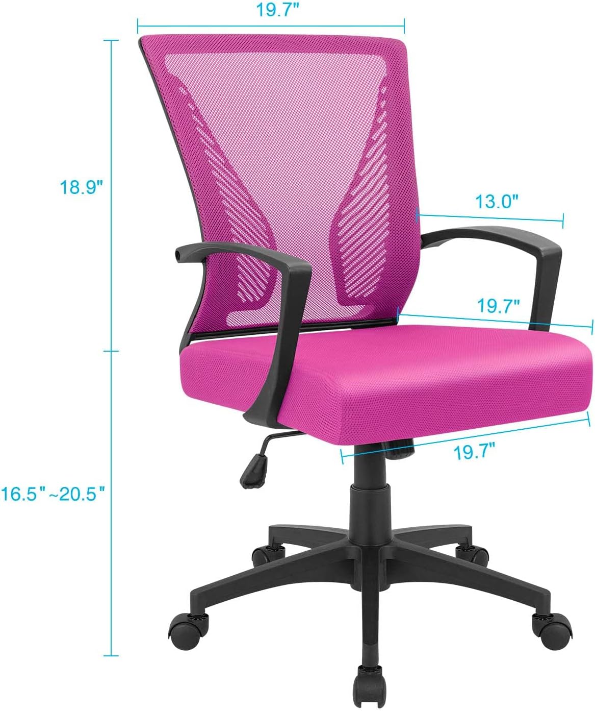 Office Chair Mid Back Swivel Lumbar Support Desk Chair, Computer Ergonomic Mesh Chair with Armrest