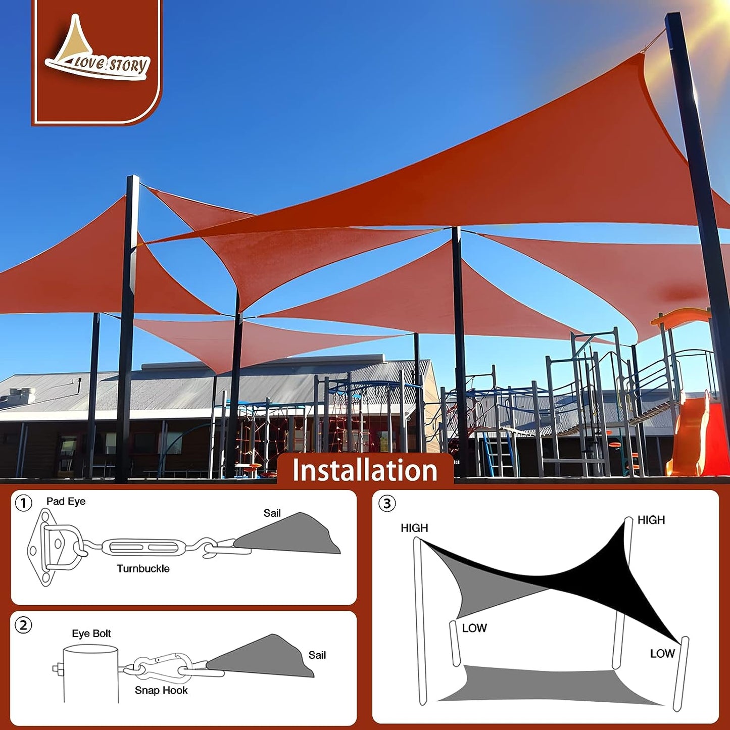 Triangle Sun Shade Sail Canopy UV Block Sunshade for Outdoor Patio Garden Backyard