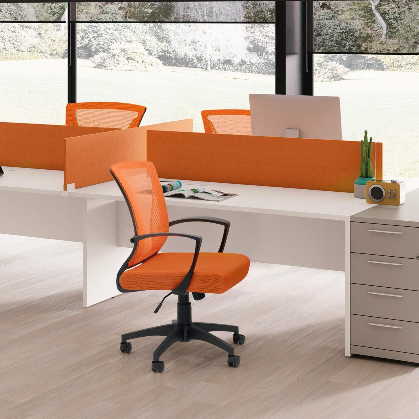 Office Chair Mid Back Swivel Lumbar Support Desk Chair, Computer Ergonomic Mesh Chair with Armrest