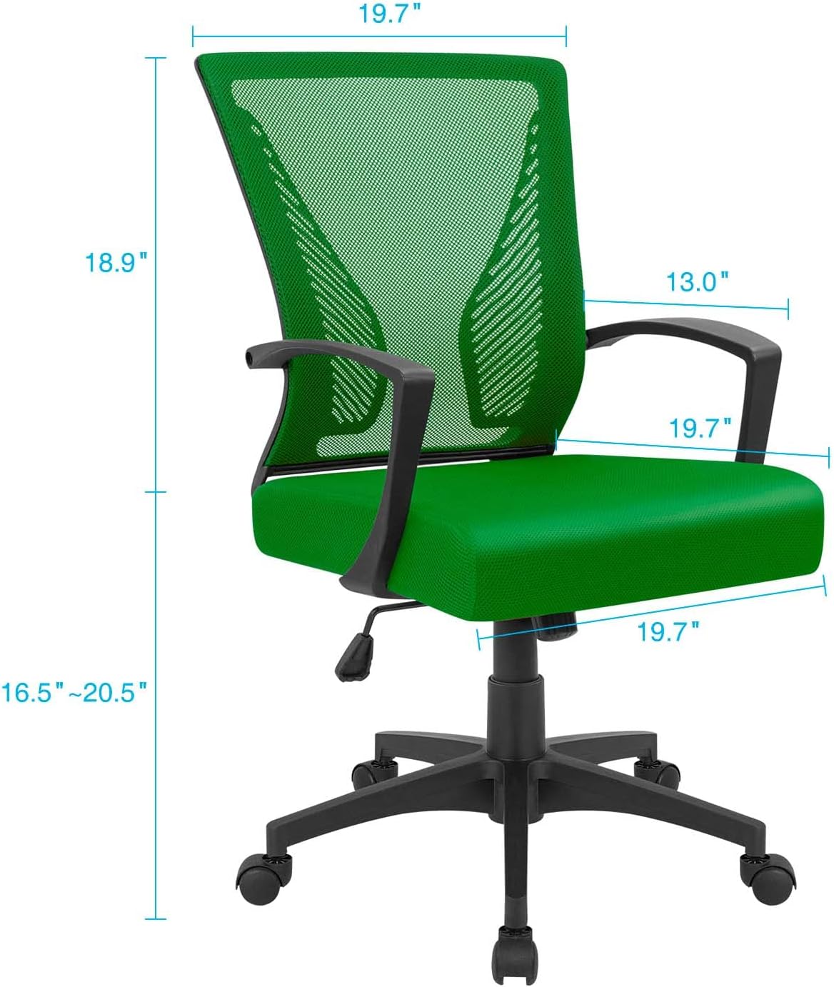 Office Chair Mid Back Swivel Lumbar Support Desk Chair, Computer Ergonomic Mesh Chair with Armrest