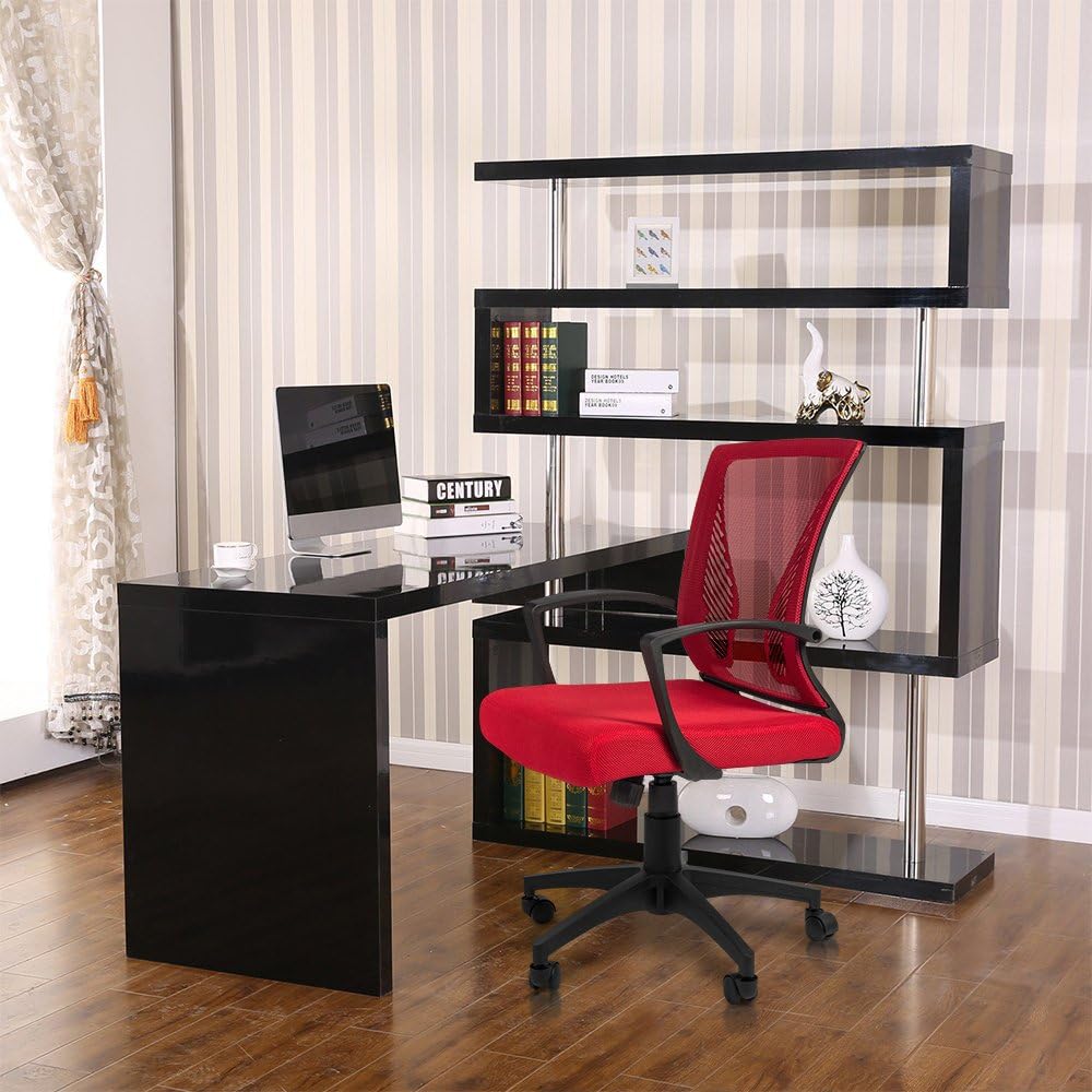 Office Chair Mid Back Swivel Lumbar Support Desk Chair, Computer Ergonomic Mesh Chair with Armrest