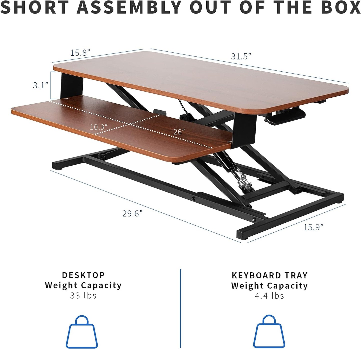Height Adjustable 32 inch Stand Up Desk Converter, Quick Sit to Stand Tabletop Dual Monitor Riser Workstation