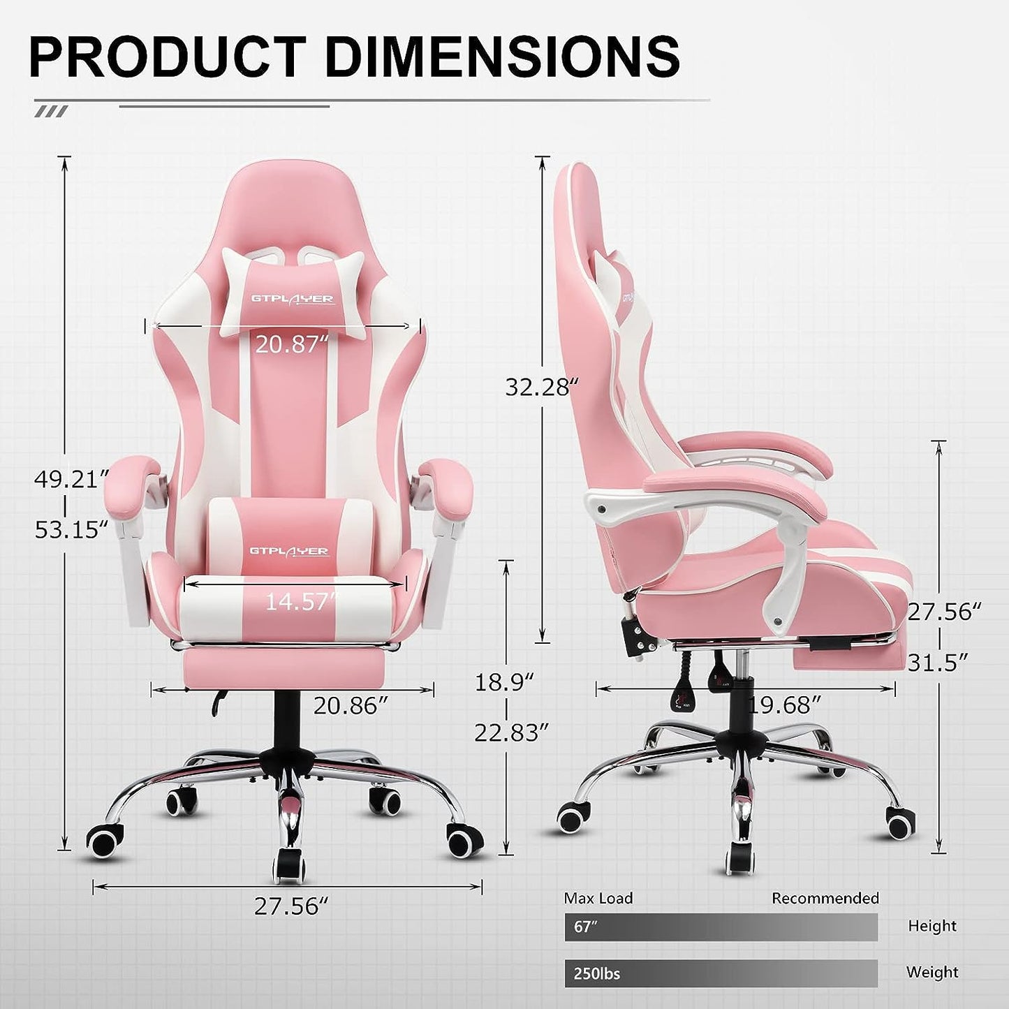Gaming Chair, Computer Chair with Footrest and Lumbar Support