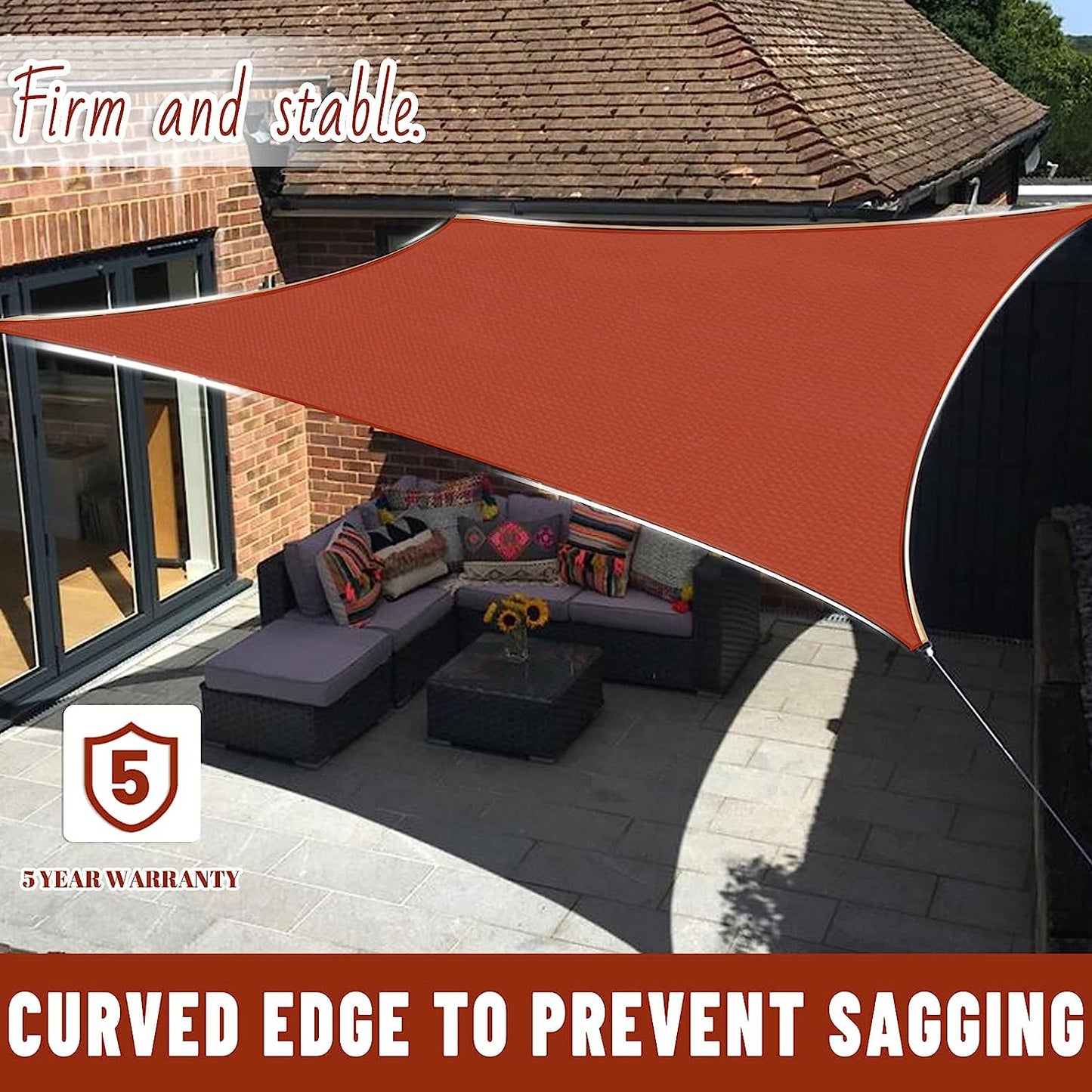 Triangle Sun Shade Sail Canopy UV Block Sunshade for Outdoor Patio Garden Backyard
