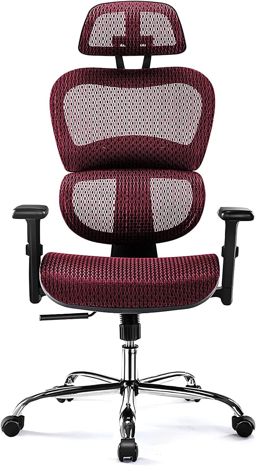 Ergonomic High Back Office Chair - High Office Chair with Headrest, Lumbar Support, Movable Armrests, Swivel Mesh Office Chair with 300 lbs Weight Capacity Adjustable Height for Home Office, Executive