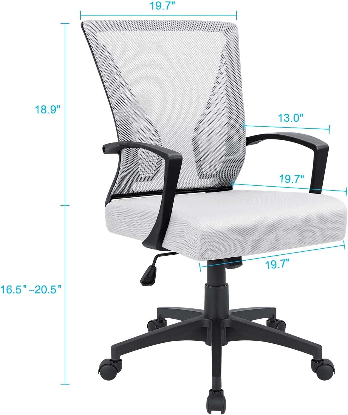 Office Chair Mid Back Swivel Lumbar Support Desk Chair, Computer Ergonomic Mesh Chair with Armrest