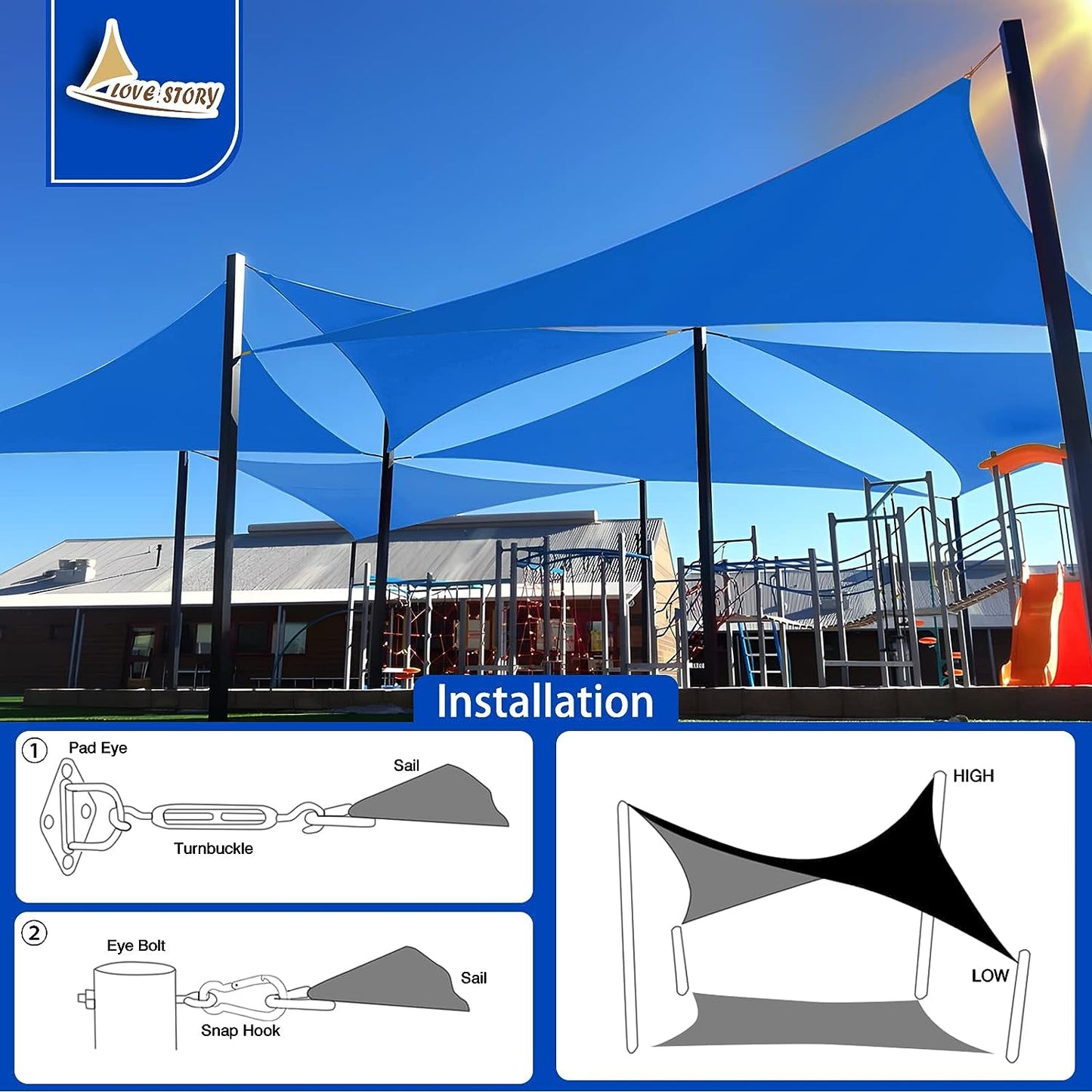 Triangle Sun Shade Sail Canopy UV Block Sunshade for Outdoor Patio Garden Backyard