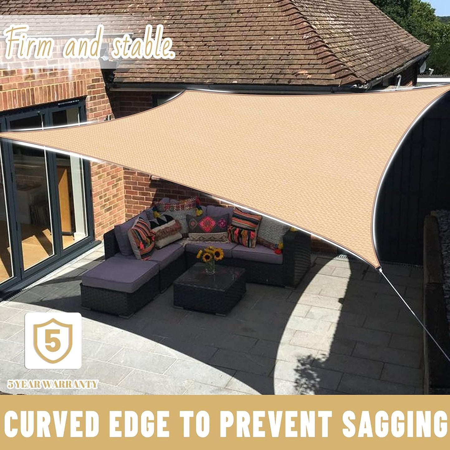 Triangle Sun Shade Sail Canopy UV Block Sunshade for Outdoor Patio Garden Backyard