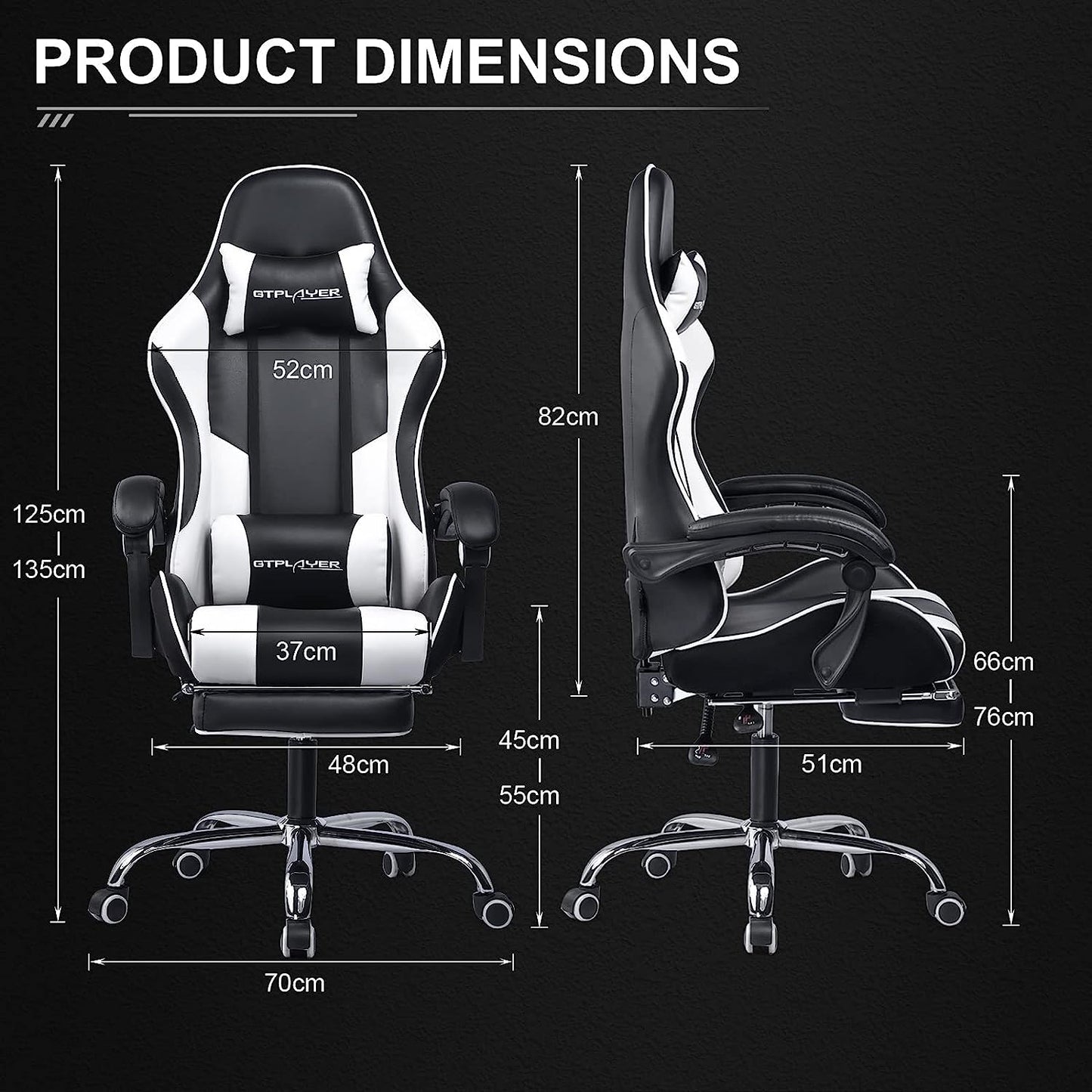 Gaming Chair, Computer Chair with Footrest and Lumbar Support