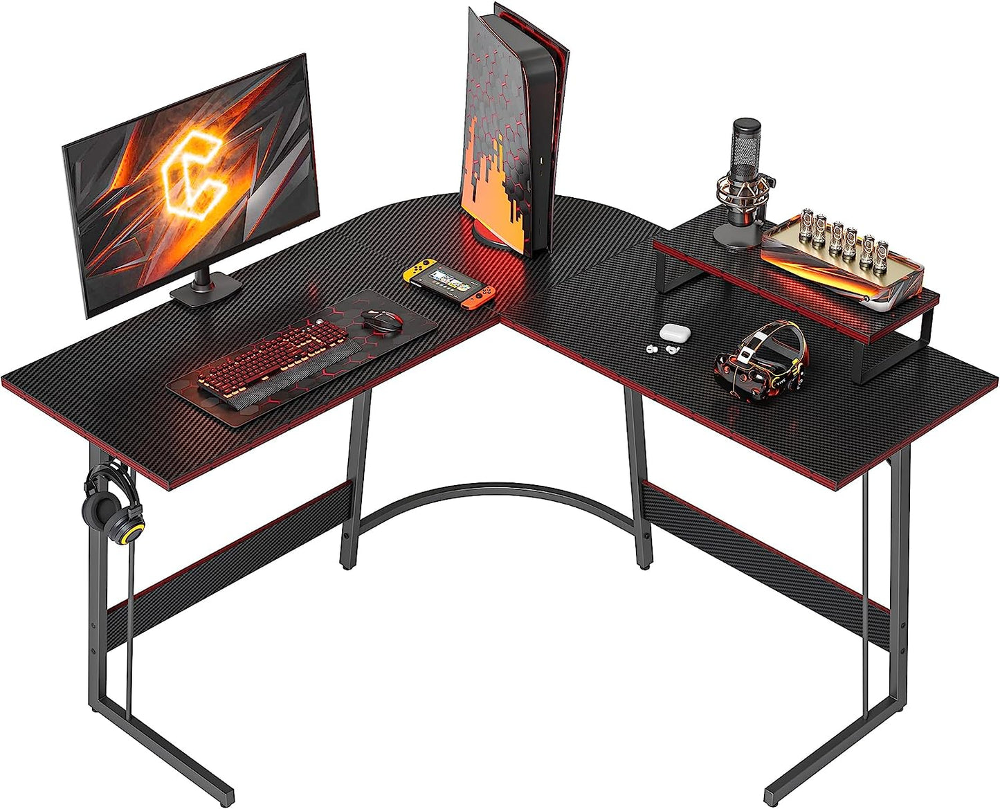 L Shaped Gaming Desk Computer Office Desk, Corner Desk with Large Monitor Stand for Home Office Study Writing Workstation