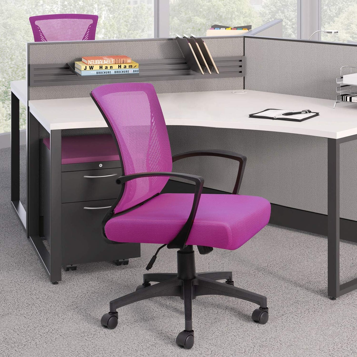 Office Chair Mid Back Swivel Lumbar Support Desk Chair, Computer Ergonomic Mesh Chair with Armrest