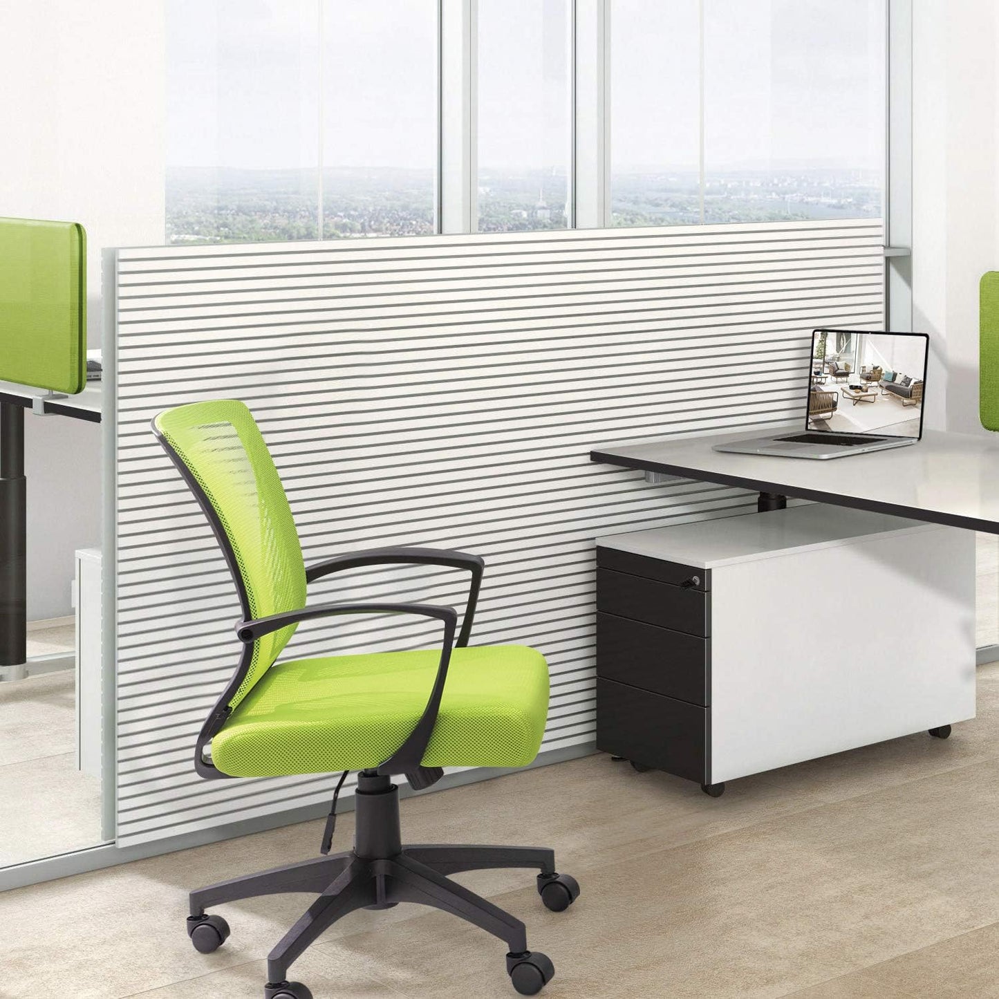 Office Chair Mid Back Swivel Lumbar Support Desk Chair, Computer Ergonomic Mesh Chair with Armrest