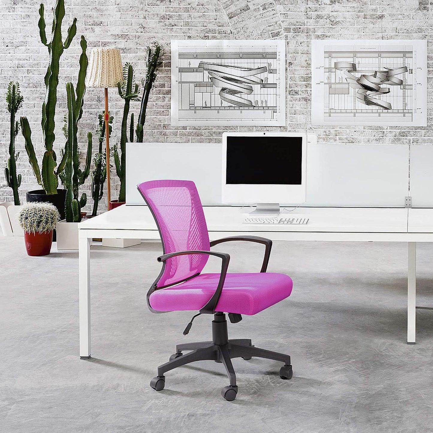 Office Chair Mid Back Swivel Lumbar Support Desk Chair, Computer Ergonomic Mesh Chair with Armrest
