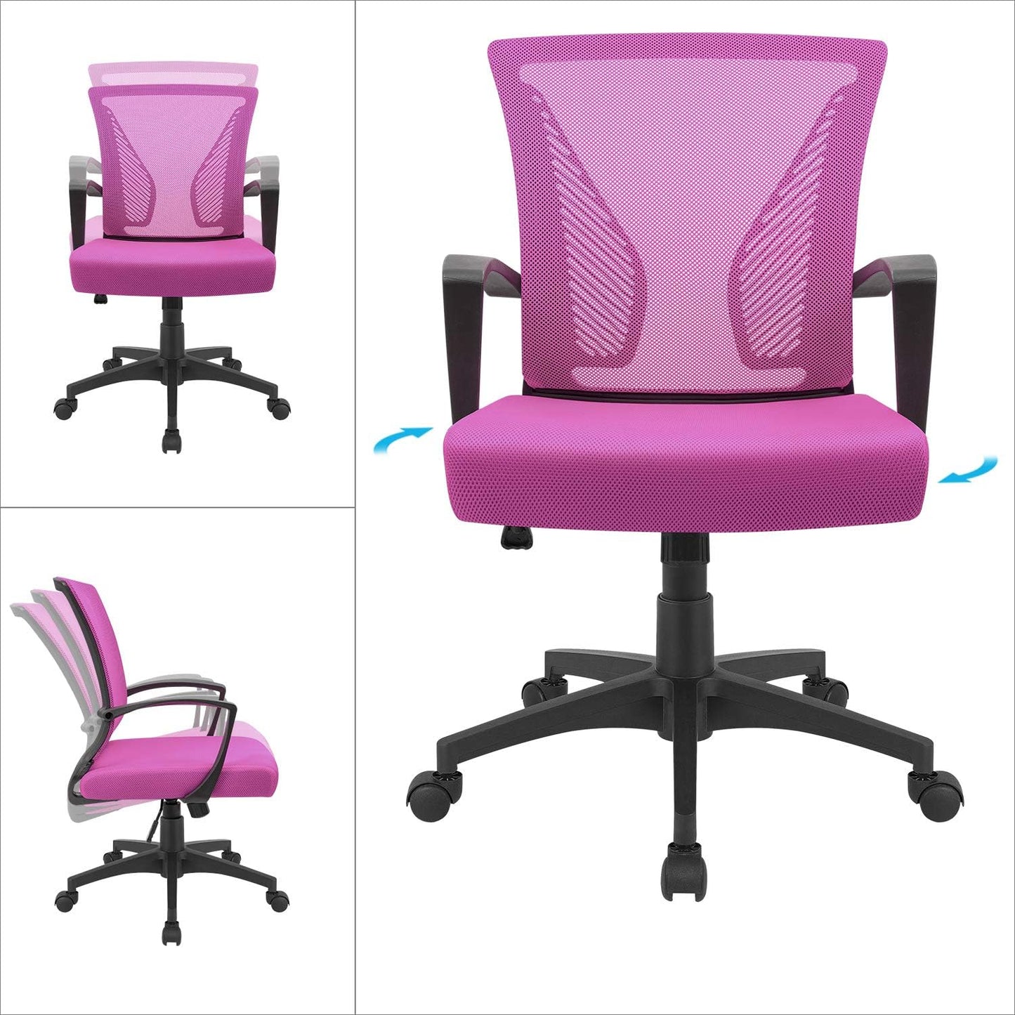 Office Chair Mid Back Swivel Lumbar Support Desk Chair, Computer Ergonomic Mesh Chair with Armrest