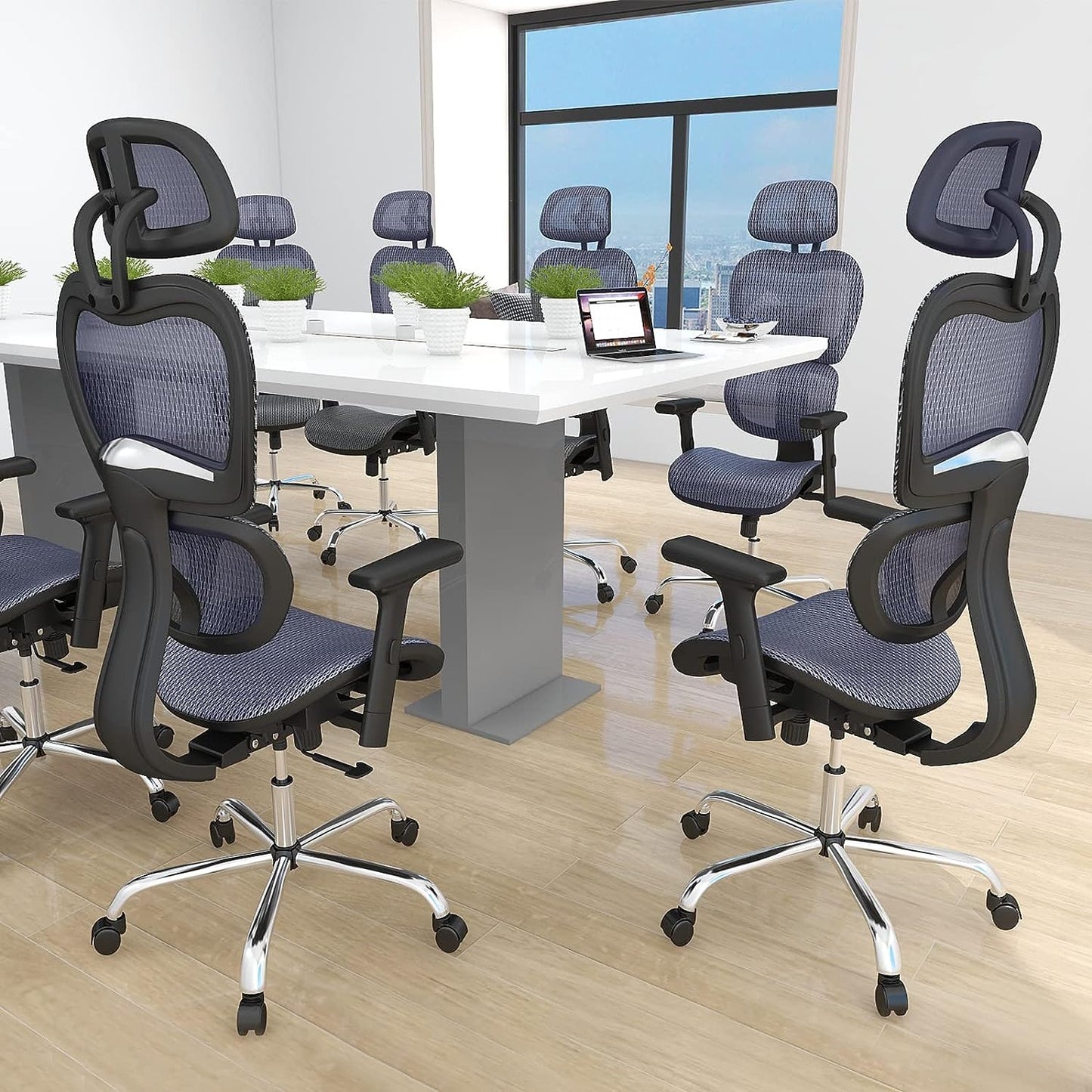 Ergonomic High Back Office Chair - High Office Chair with Headrest, Lumbar Support, Movable Armrests, Swivel Mesh Office Chair with 300 lbs Weight Capacity Adjustable Height for Home Office, Executive