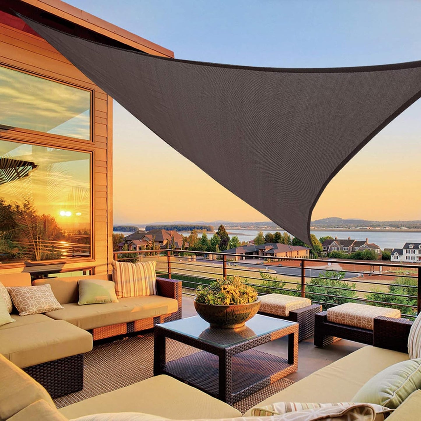 Triangle Sun Shade Sail Canopy UV Block Sunshade for Outdoor Patio Garden Backyard