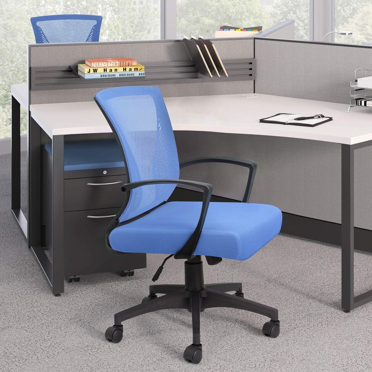 Office Chair Mid Back Swivel Lumbar Support Desk Chair, Computer Ergonomic Mesh Chair with Armrest