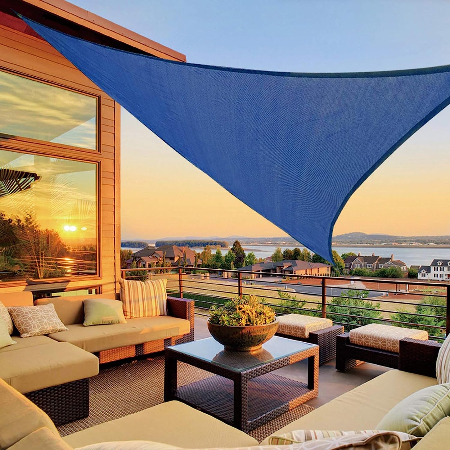 Triangle Sun Shade Sail Canopy UV Block Sunshade for Outdoor Patio Garden Backyard
