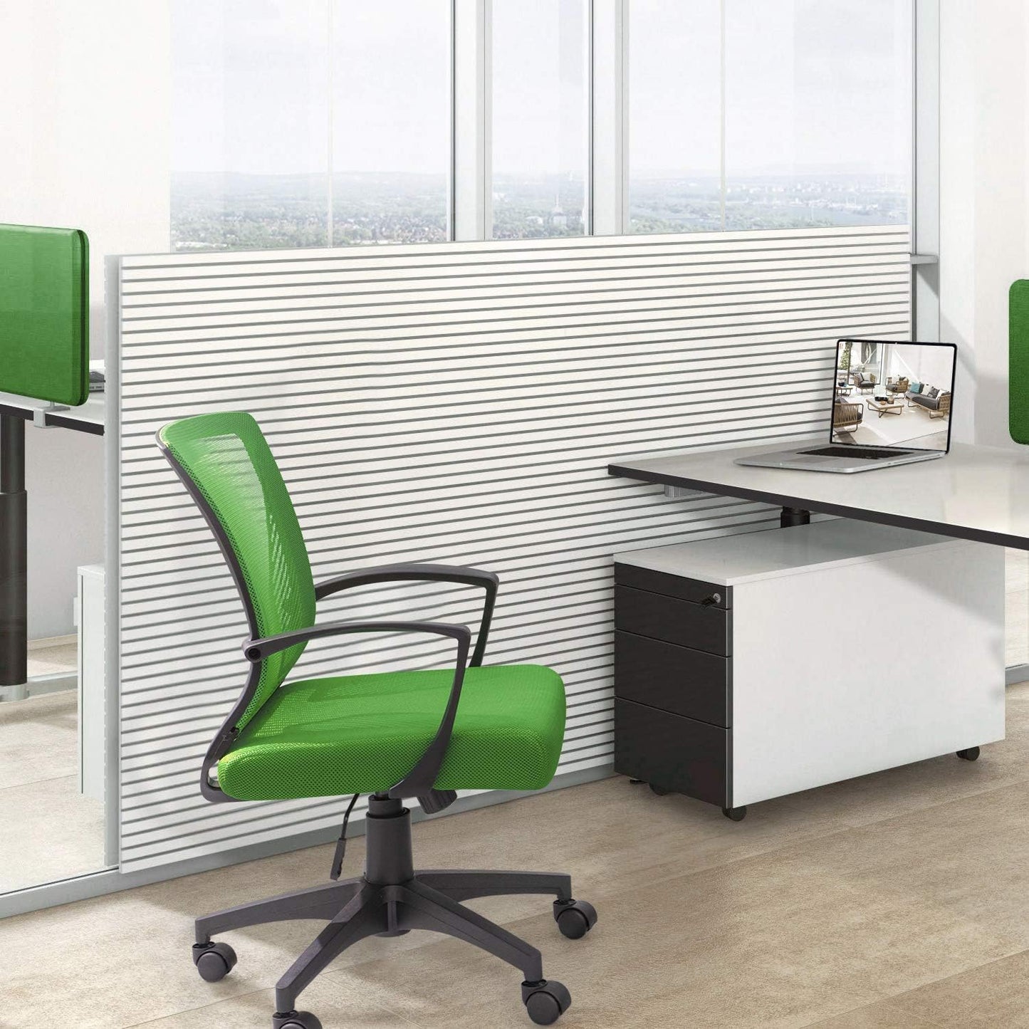 Office Chair Mid Back Swivel Lumbar Support Desk Chair, Computer Ergonomic Mesh Chair with Armrest