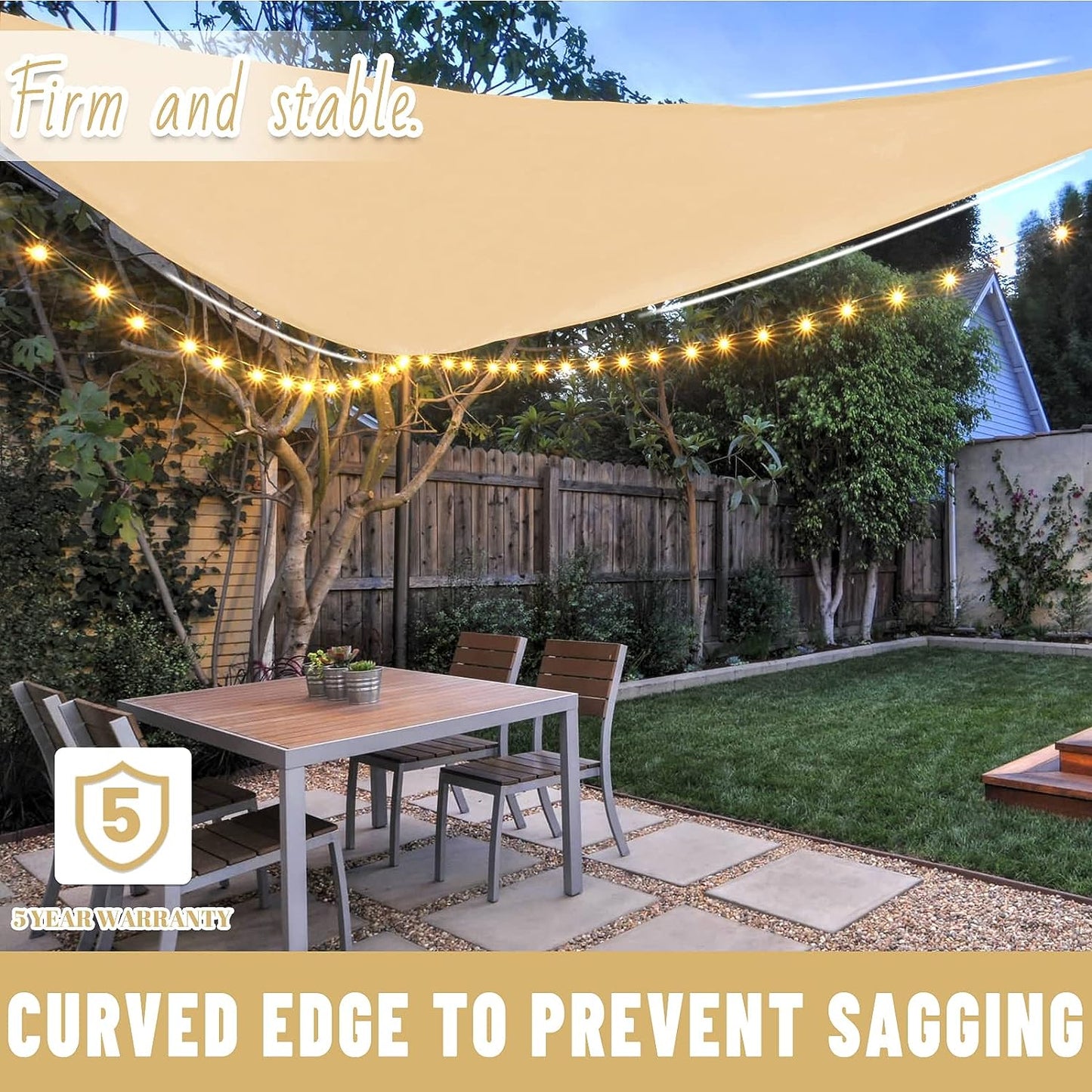 Triangle Sun Shade Sail Canopy UV Block Sunshade for Outdoor Patio Garden Backyard