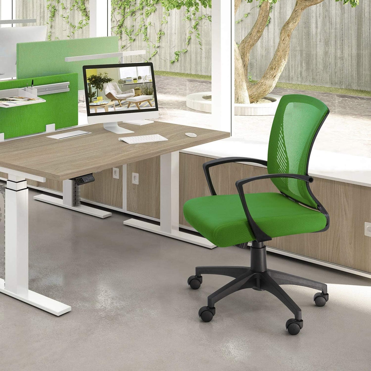 Office Chair Mid Back Swivel Lumbar Support Desk Chair, Computer Ergonomic Mesh Chair with Armrest