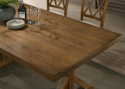 Morden Farmhouse Wood 7-Piece Trestle Dining Set, Brushed Driftwood
