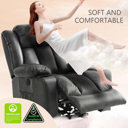 Large Power Lift Recliner Chair for Elderly with Massage and Heating Function,2 Side Pocket,2 Cup Holders,USB Charge Port