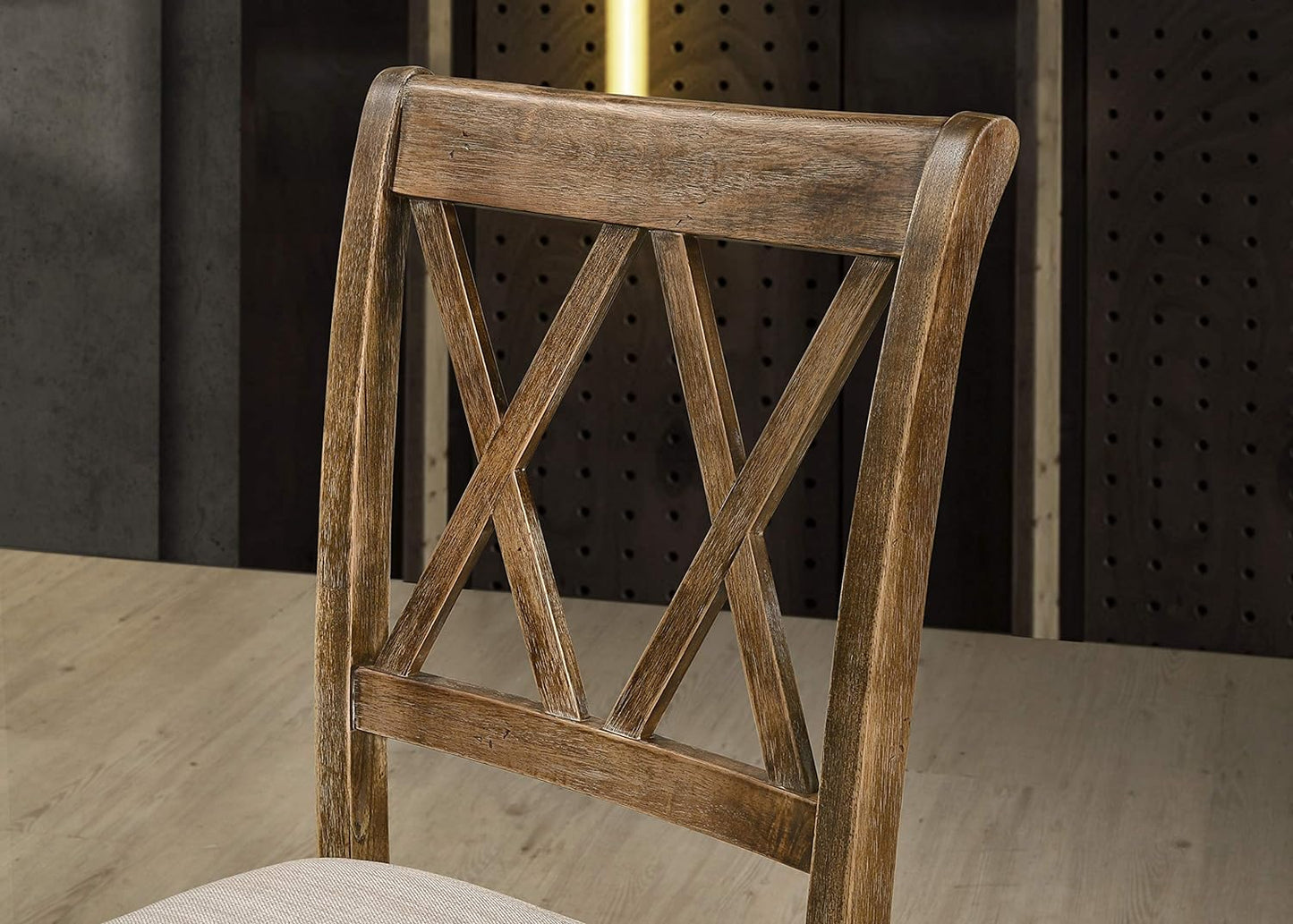 Morden Farmhouse Wood 7-Piece Trestle Dining Set, Brushed Driftwood