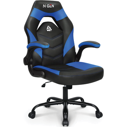 Gaming Chair Ergonomic Office Chair Computer Desk Chair with Lumbar Support Flip Up Arms Adjustable Height Swivel PU Leather Executive PC Chair with Wheels for Adults Women Men
