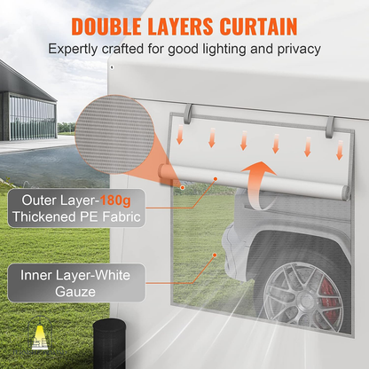 10x20ft Heavy Duty Car Canopy, Portable Garage with Roll-up Ventilated Windows & Removable Sidewalls, UV Resistant Waterproof All-Season Tarp for SUV, F150, Car, Truck, Boat