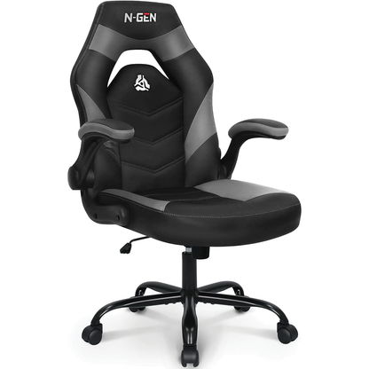 Gaming Chair Ergonomic Office Chair Computer Desk Chair with Lumbar Support Flip Up Arms Adjustable Height Swivel PU Leather Executive PC Chair with Wheels for Adults Women Men