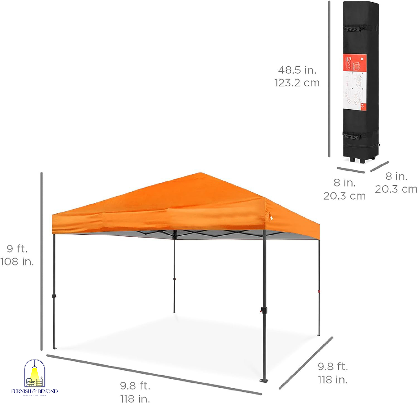 10x10ft 1-Person Setup Pop Up Canopy Tent Instant Portable Shelter w/ 1-Button Push, Straight Legs, Wheeled Carry Case, Stakes