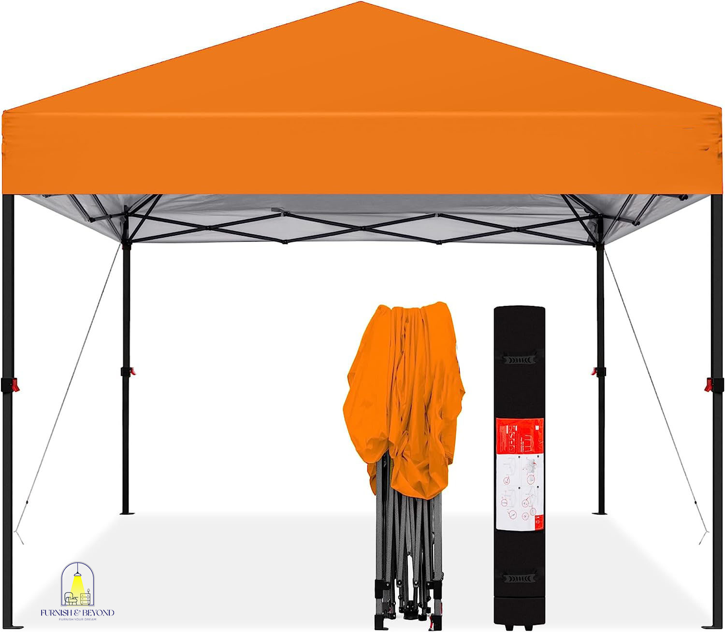 10x10ft 1-Person Setup Pop Up Canopy Tent Instant Portable Shelter w/ 1-Button Push, Straight Legs, Wheeled Carry Case, Stakes