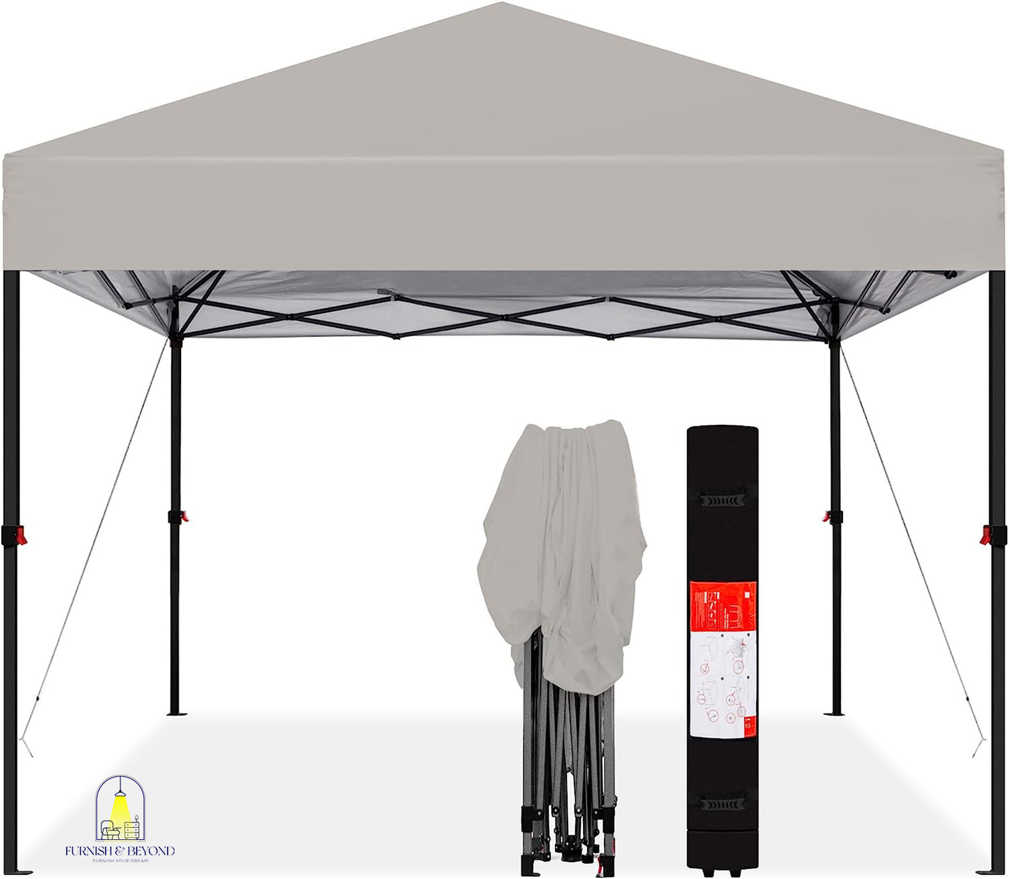 10x10ft 1-Person Setup Pop Up Canopy Tent Instant Portable Shelter w/ 1-Button Push, Straight Legs, Wheeled Carry Case, Stakes