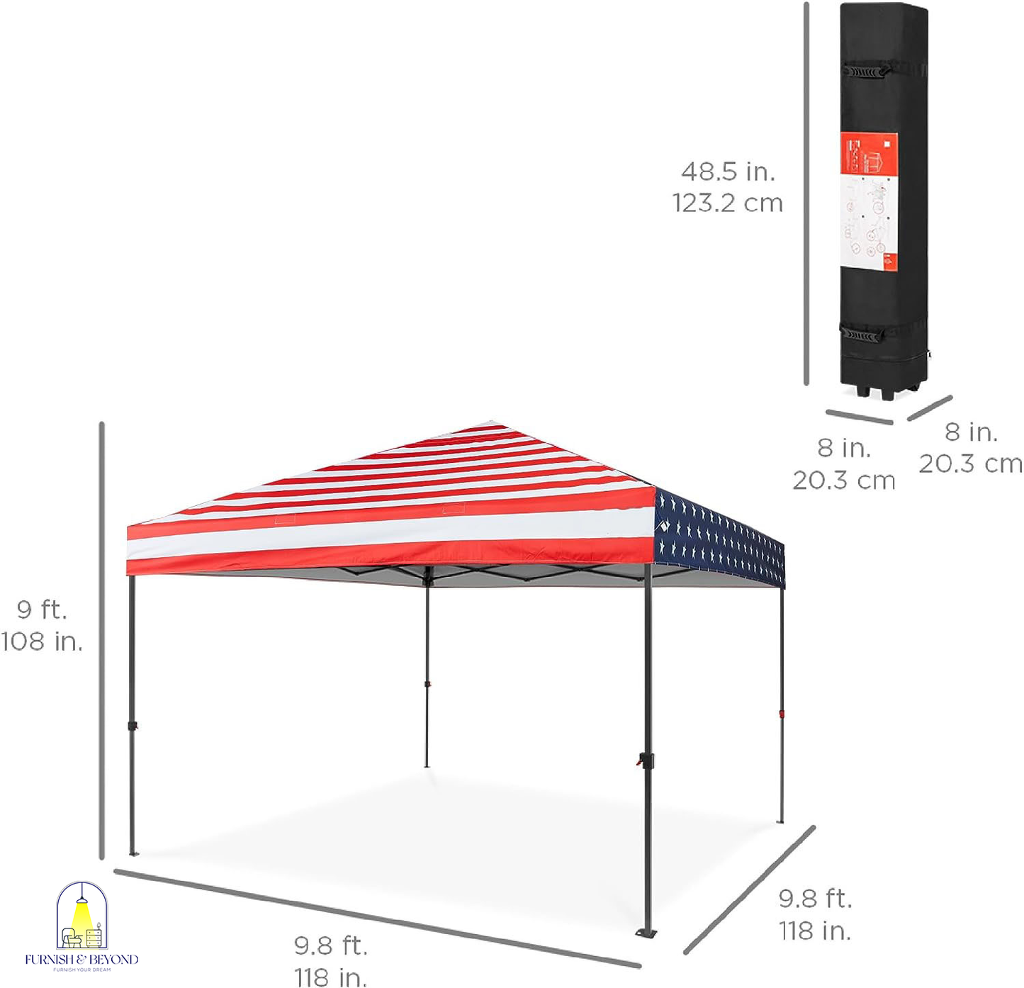 10x10ft 1-Person Setup Pop Up Canopy Tent Instant Portable Shelter w/ 1-Button Push, Straight Legs, Wheeled Carry Case, Stakes
