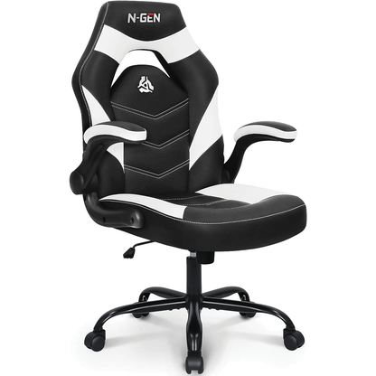 Gaming Chair Ergonomic Office Chair Computer Desk Chair with Lumbar Support Flip Up Arms Adjustable Height Swivel PU Leather Executive PC Chair with Wheels for Adults Women Men