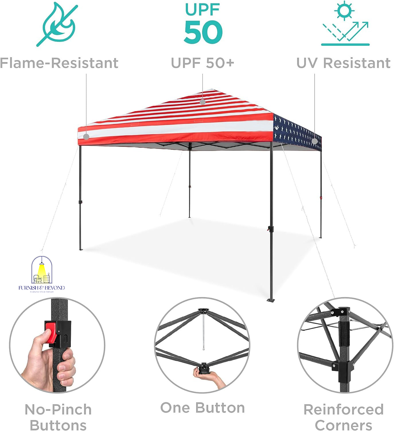 10x10ft 1-Person Setup Pop Up Canopy Tent Instant Portable Shelter w/ 1-Button Push, Straight Legs, Wheeled Carry Case, Stakes